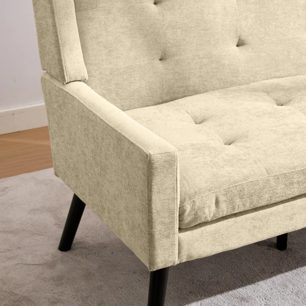 Set di poltrone 2 pezzi con cuscini in schiuma ad alta densità, tessuto resistente e gambe in legno beige