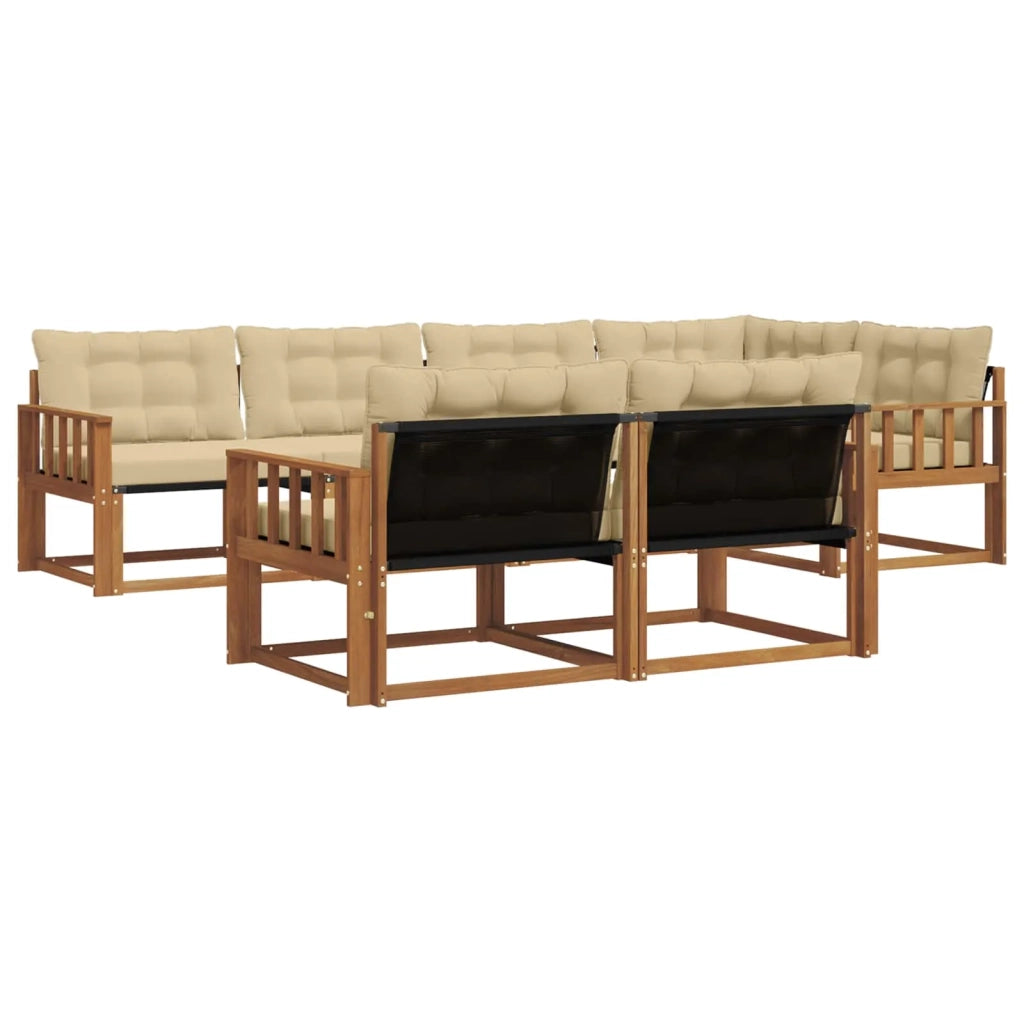 Set di divani da esterno con cuscino 7 pcs Naturale e Beige 3369552