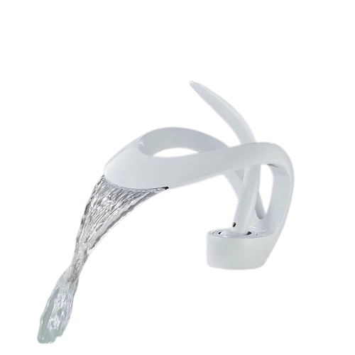 NAVIS | Rubinetto a cascata di design per bagno Rubinetto per bagno bianco | Elegante in acciaio inossidabile  per lavelli | Miscelatore  2 attacchi