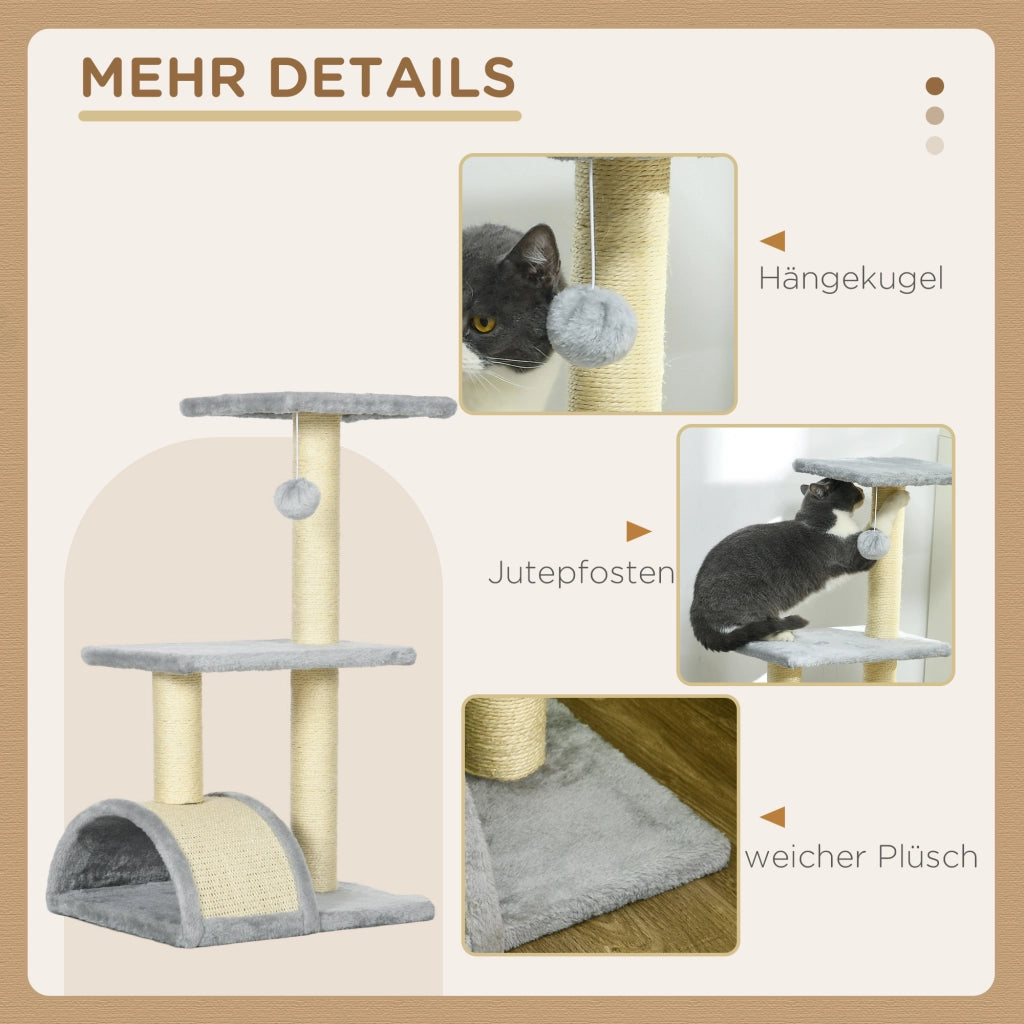 Albero tiragraffi per gatti con piattaforma e palle ¨C Zephmum ¨C Grigio chiaro 72 cm