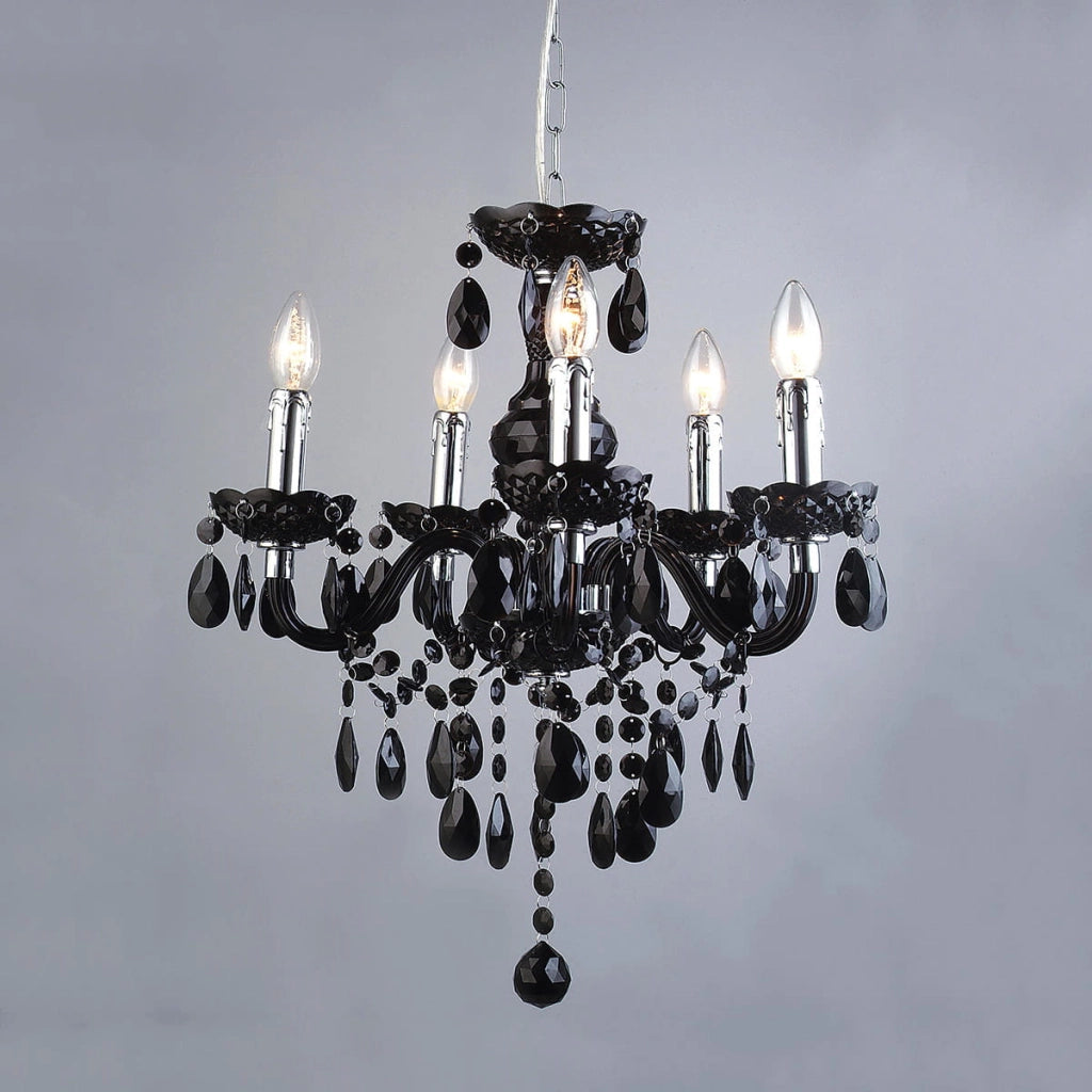 Italux Whiz lampadario nero/cromo 5xE14 cristalli L.90690/5BL