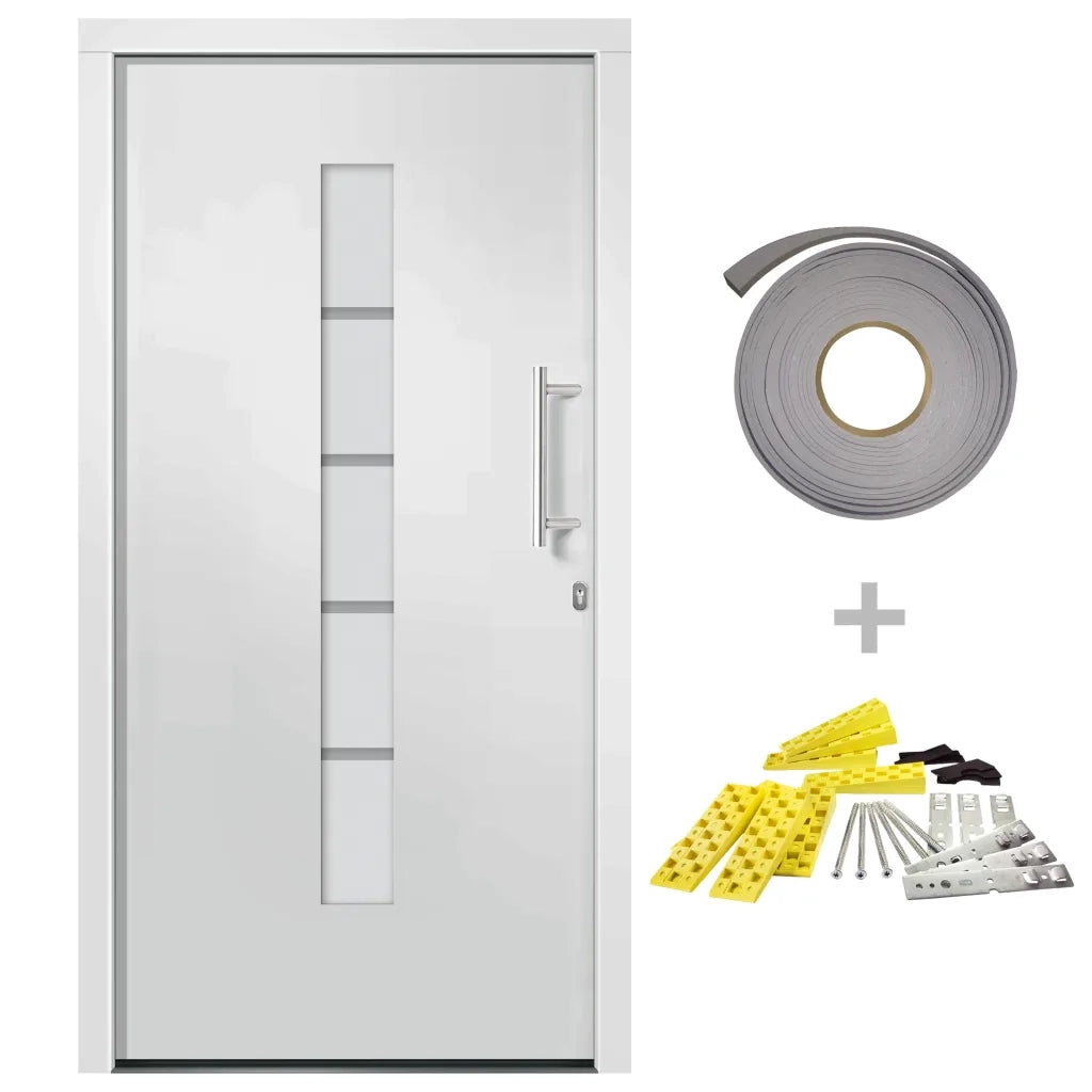 Porta d'Ingresso in Alluminio e PVC Bianco 100x210 cm 3056807