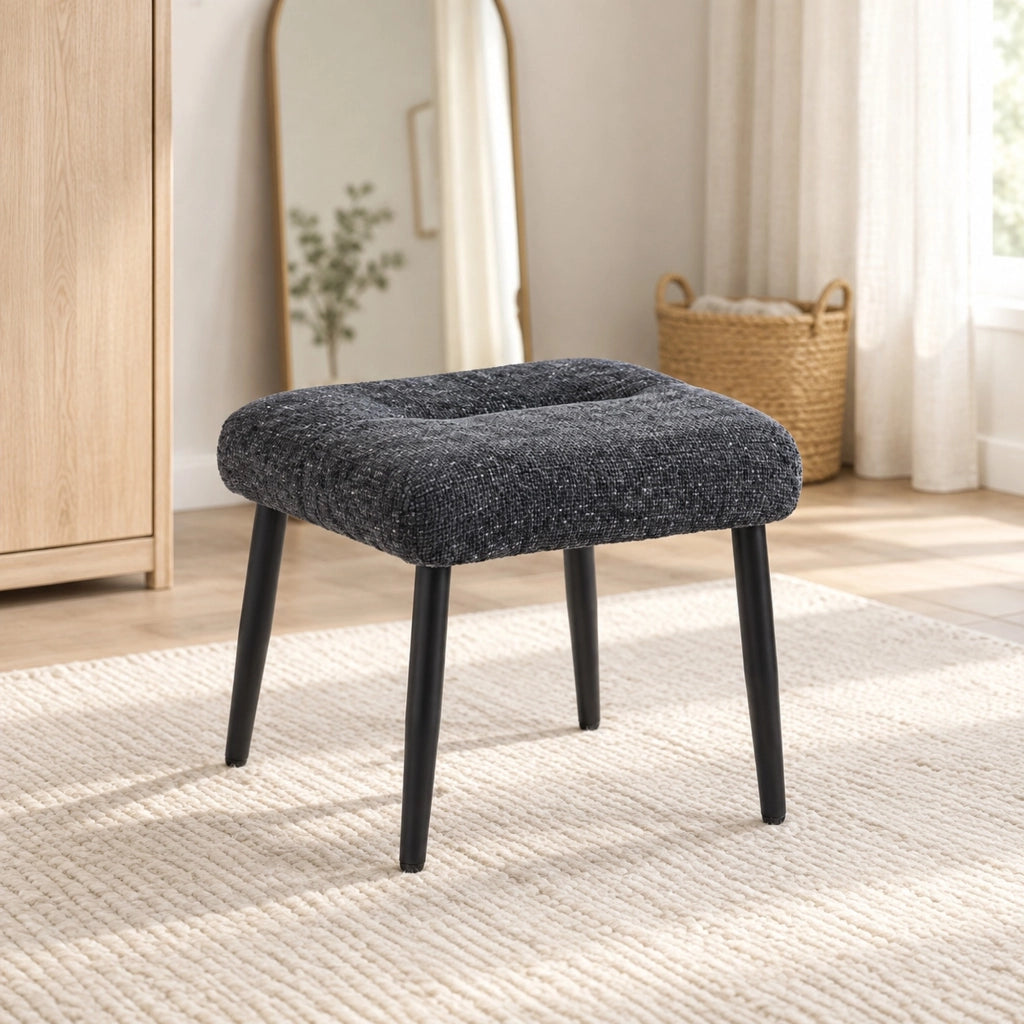 Sgabello imbottito in tessuto chenille grigio scuro