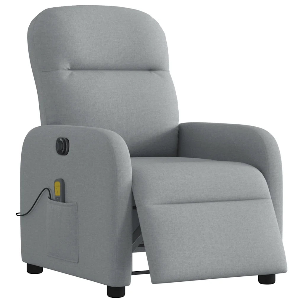 Divano Sedia-Poltrona Reclinabile Massaggio Elettrica Grigio Chiaro Tessuto 533396