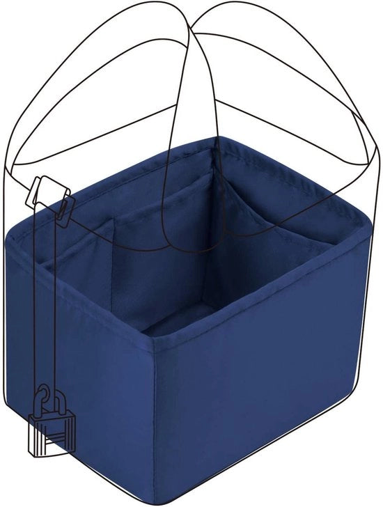 Organizzatore per borse da donna, 18/22 cm, con fodera in seta, per borse da sera e tasche interne (Blue Nuit, PC22)