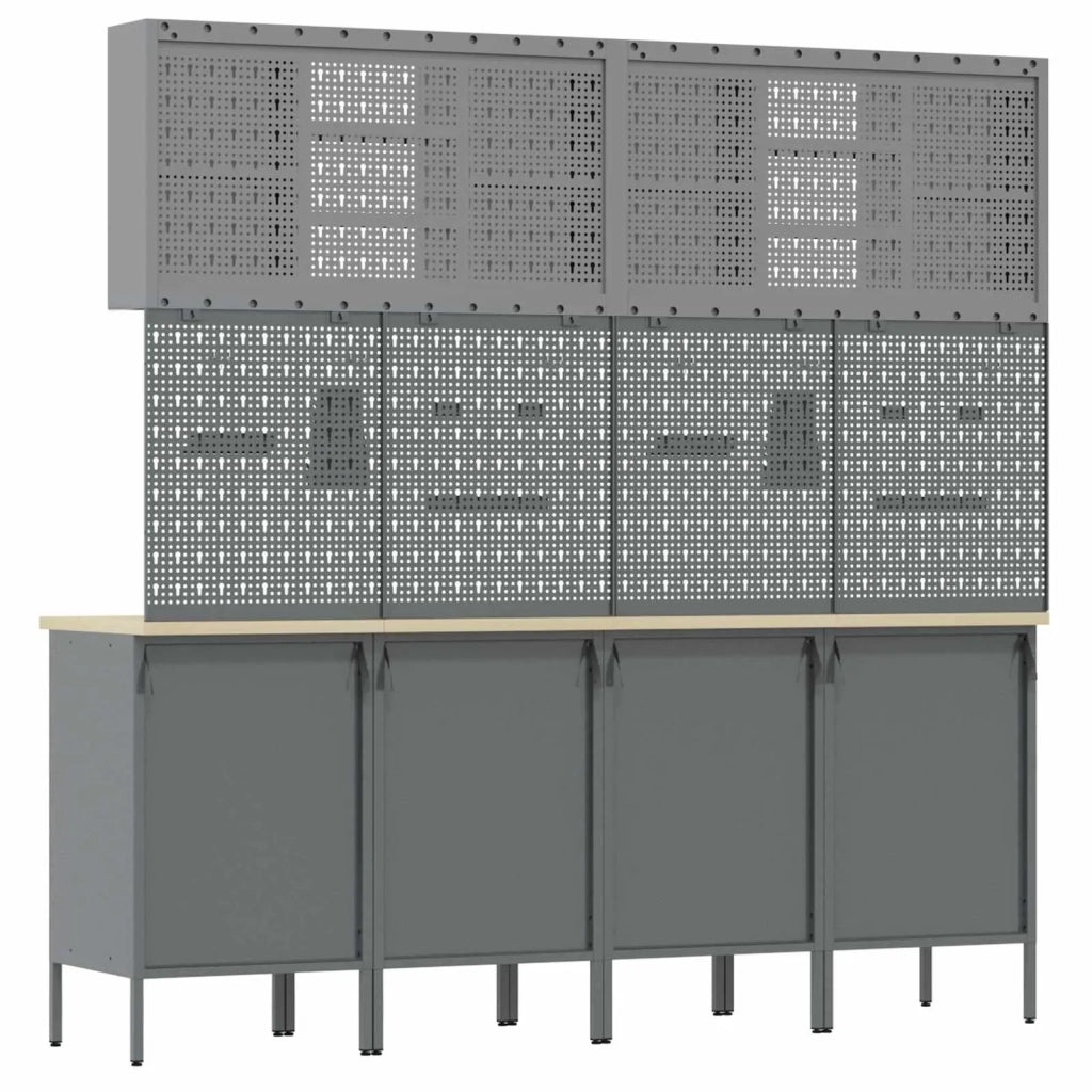 Mobile da lavoro 10 pcs Nero Legno ingegnerizzato e acciaio 3321490