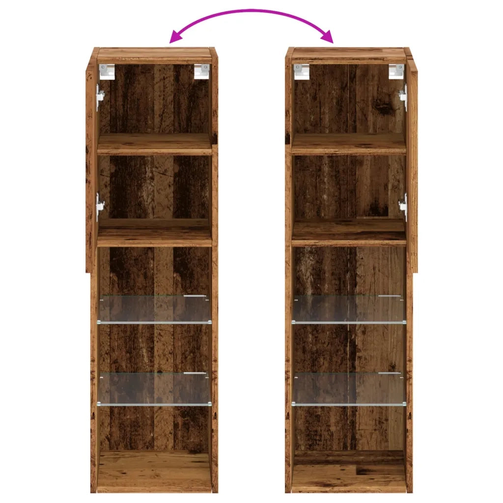 Mobile TV con Luci LED Legno Antico 30,5x30x102 cm 857676