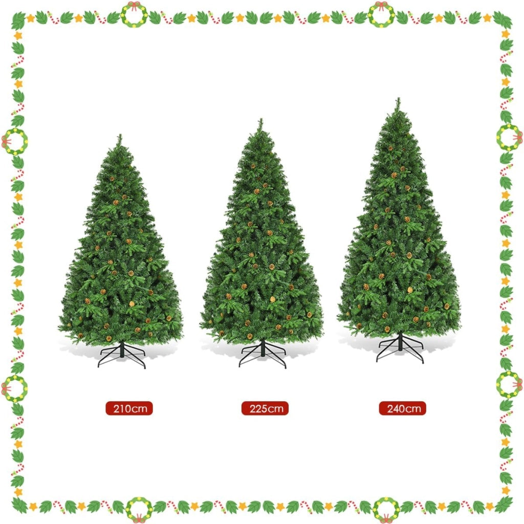 Albero di Natale Artificiale con Luci LED, Albero di Natale con Pigne e Base in Metallo, Christmas Tree Pieghevole Decorativo per Casa, Festa, Negozi, Ufficio (S)