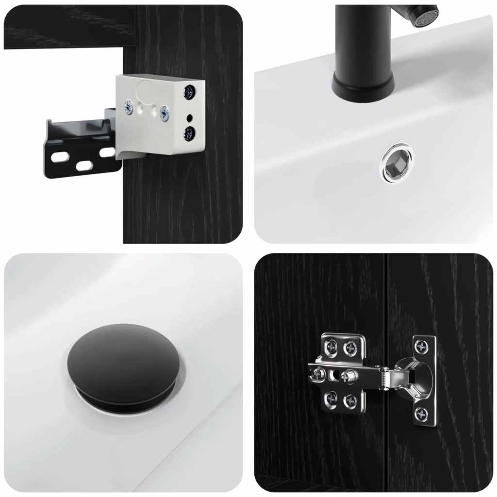Mobile bagno con rubinetto Rovere Nero 61 x 40 x 74,5 cm