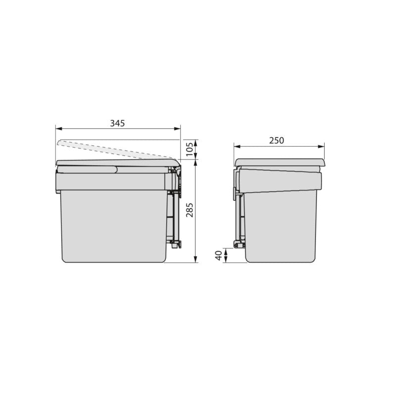 Kit di contenitori per la raccolta differenziata per cassetti da cucina Recycle Altezza Recycle 216 mm, 2x12 lt, 2x6 l..