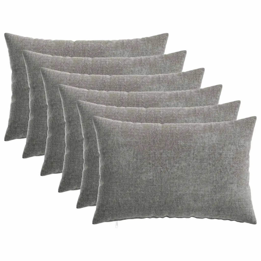 Federa 6 pcs HEERLEN Grigio Scuro 30 x 50 cm Tessuto Chenille 907788