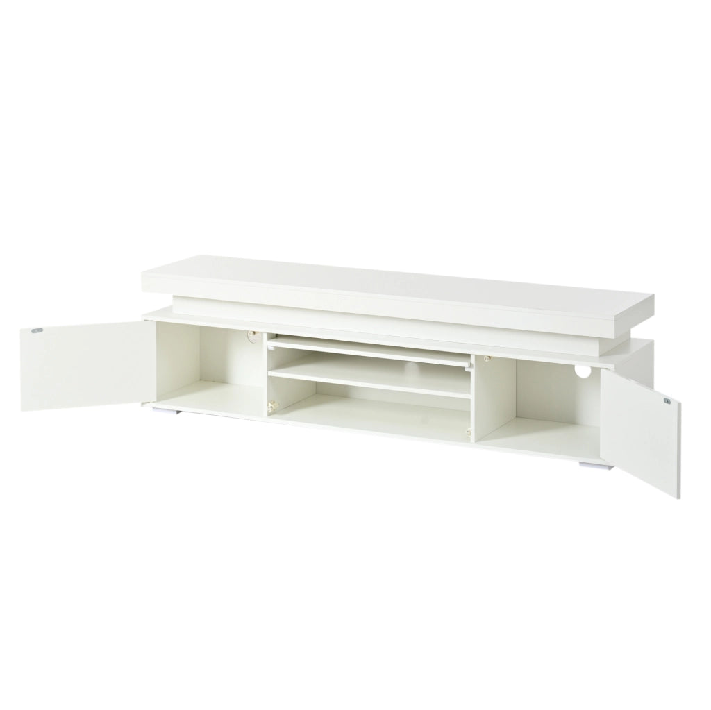 Mobile TV freestanding 150x35x43 cm con 3 ante e LED; bianco