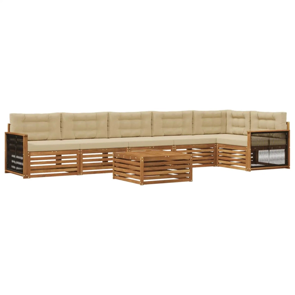Set di divani da esterno 7 pz Naturale e Beige 3383446