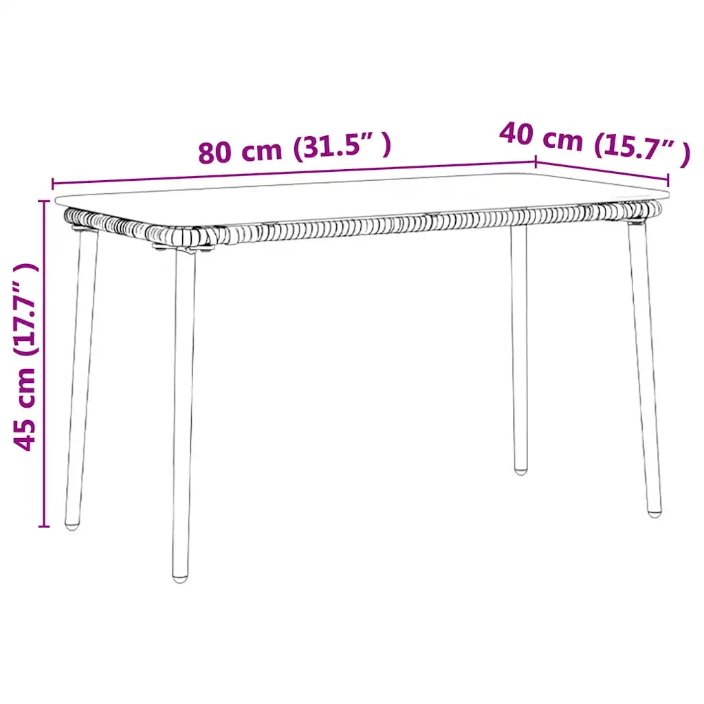 Tavolo da Giardino Naturale 80 x 40 x 45 cm polyrattan 42010365