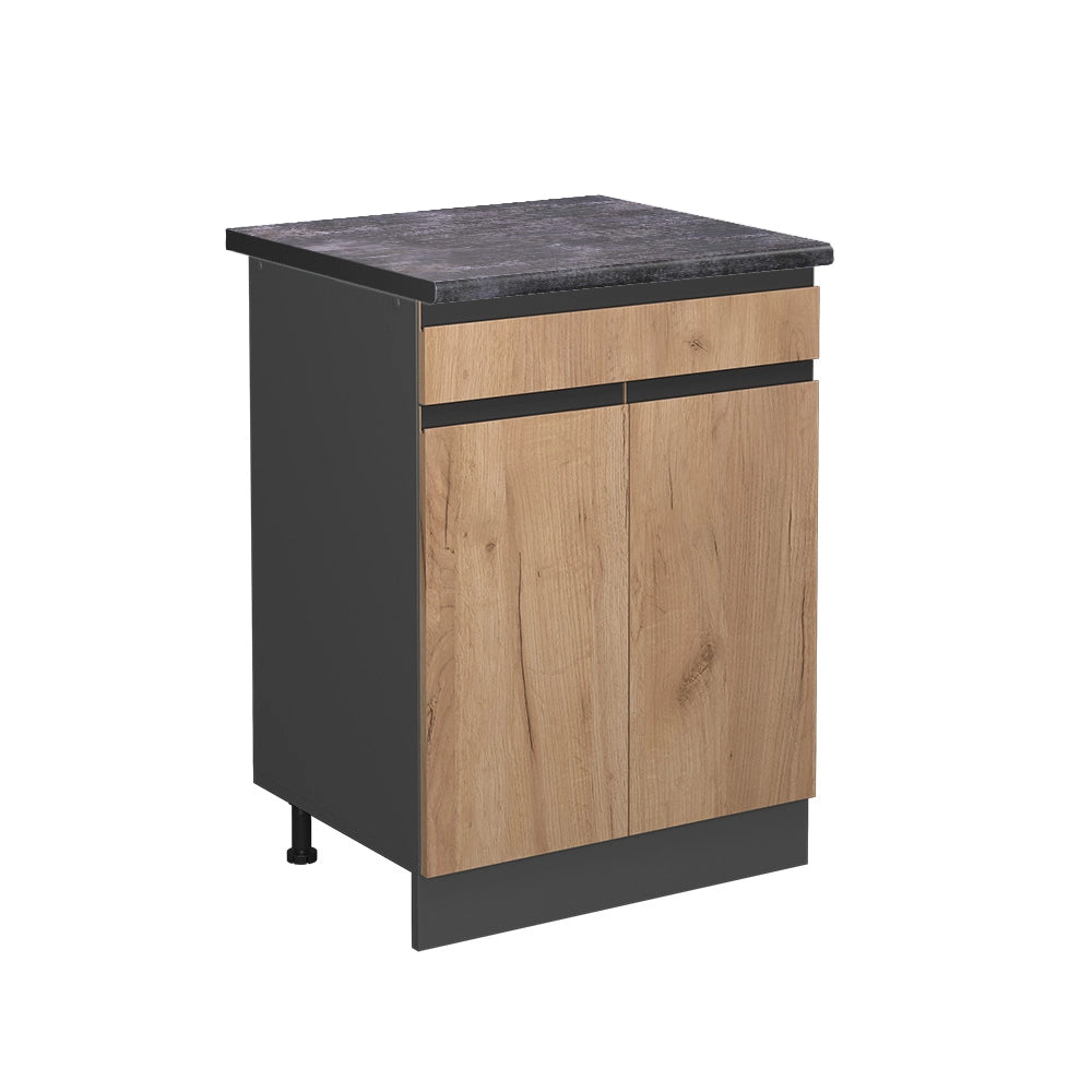 Vicco Armadio da cucina con cassetto  Quercia dorata 60 cm , AP Antracite