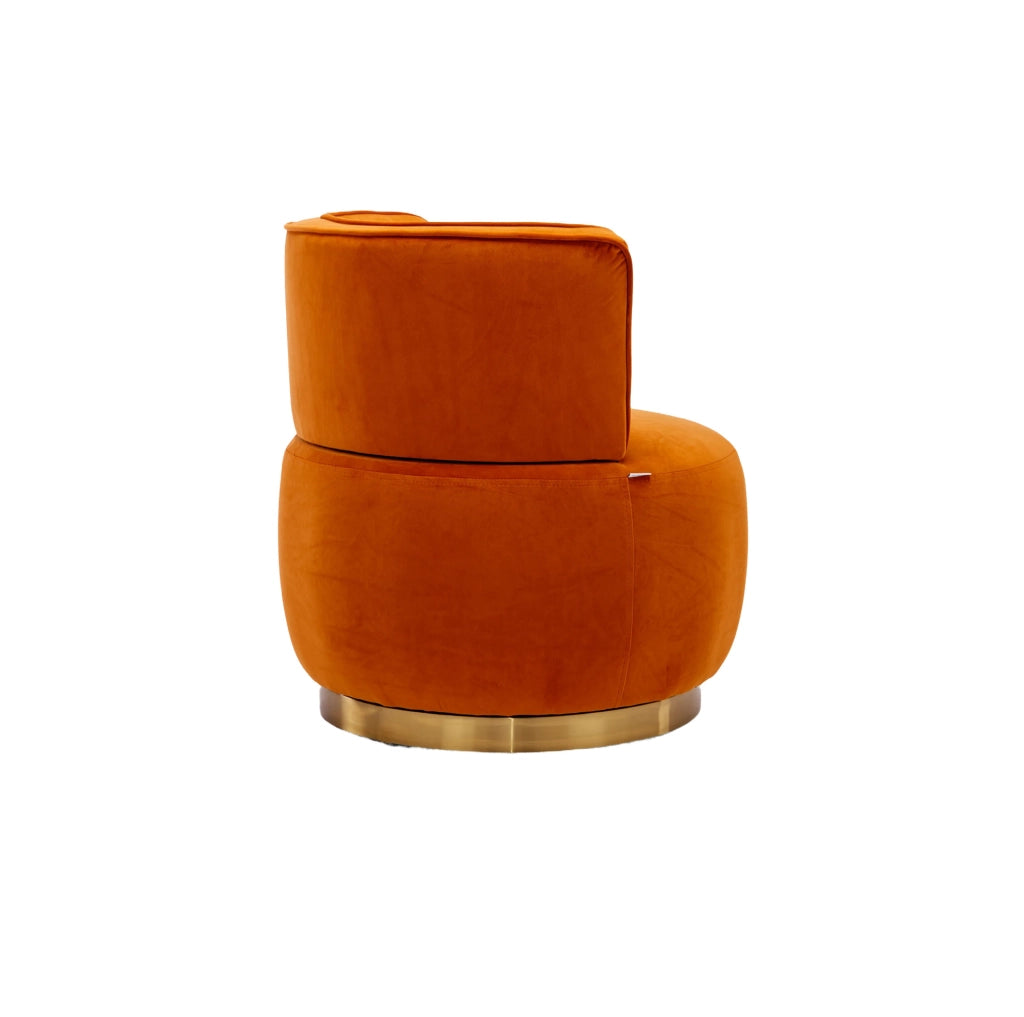 Sedia girevole moderna 360° in velluto arancione; 62;5 x 62 x 69;5 cm