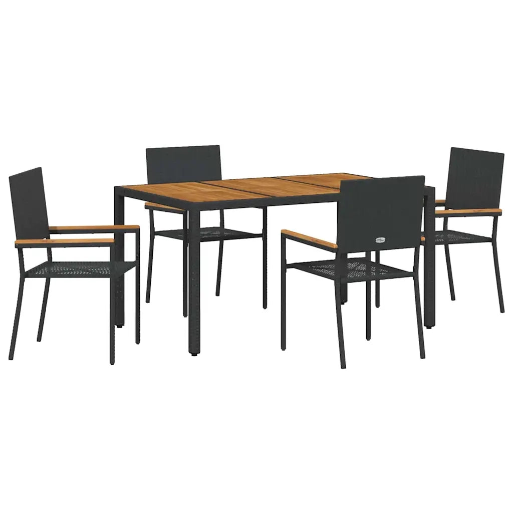 Set da Pranzo per Giardino 5 pcs Nero polyrattan 3365406