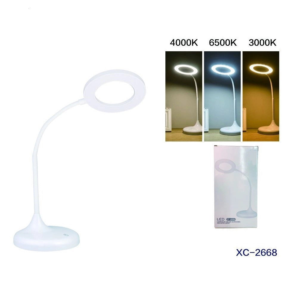 Trade Shop - Lampada Scrivania Cerchio Led Touch Ricaricabile Usb Orientabile Moderno Dt-2668 -