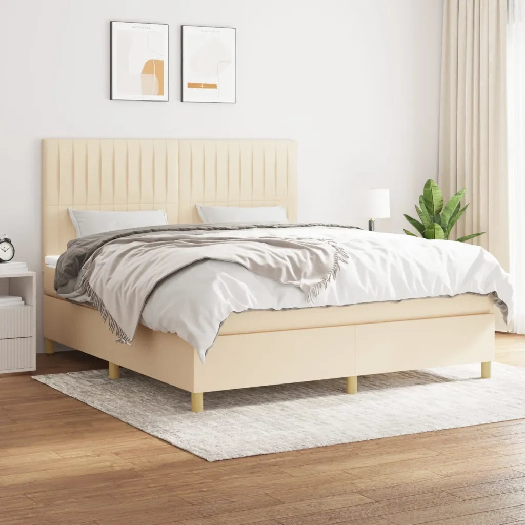 Giroletto a Molle con Materasso Crema 160x200 cm in Tessuto 3142510