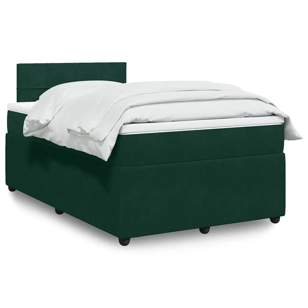Giroletto a Molle con Materasso Verde Scuro 120x200 cm Velluto