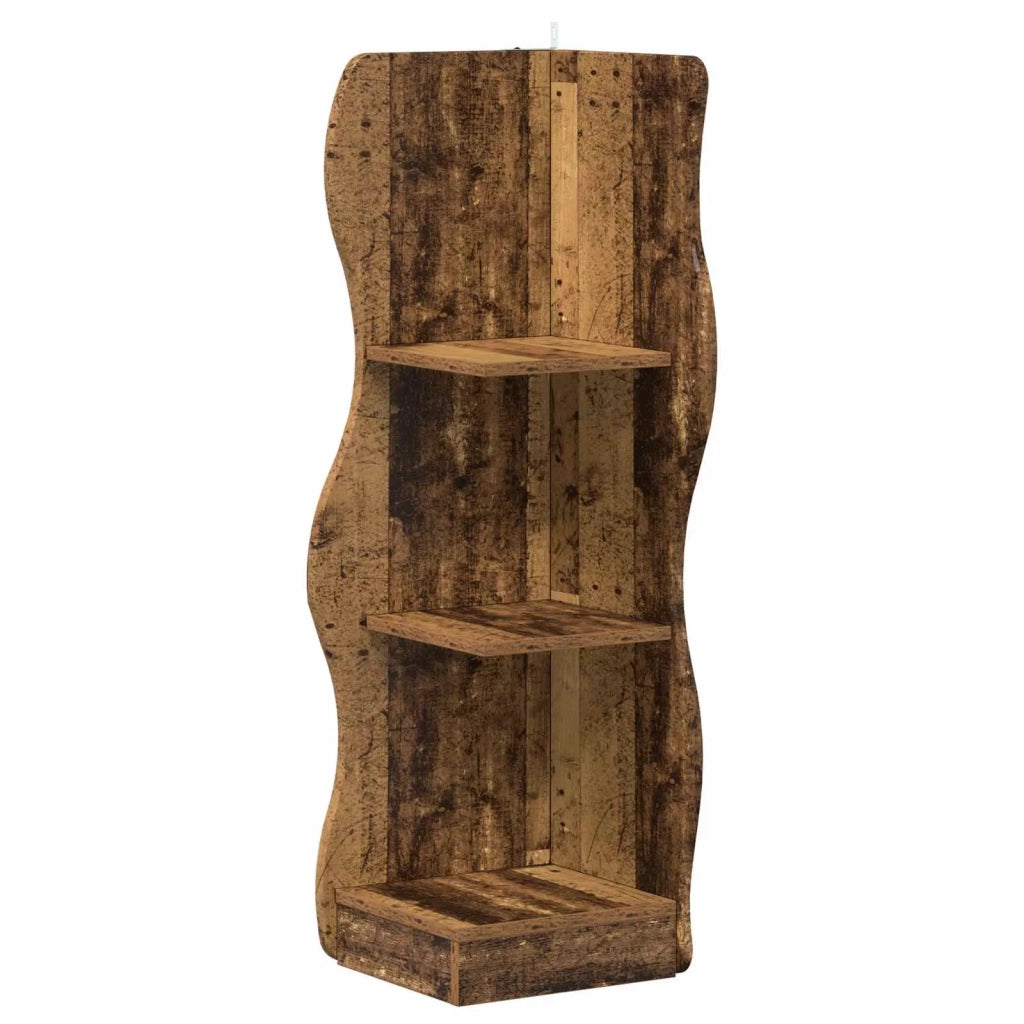 Mensola angolare con lo scaffale Legno antico 34 x 33 x 102 cm 899943