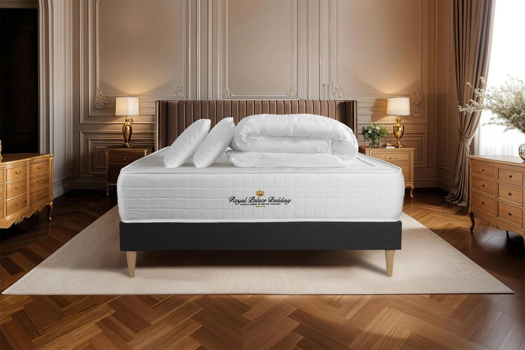 Pacchetto letto completo - Materasso 160x200cm + Box spring con doghe (kit) + 2 cuscini + Piumino - Windsor