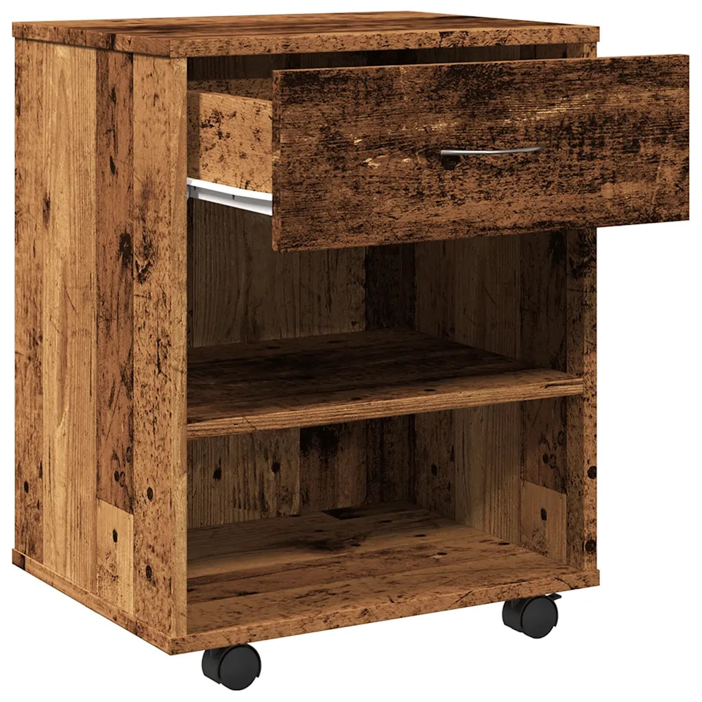 Mobiletto con Ruote Legno Antico 46x36x59 cm in Truciolato 856660