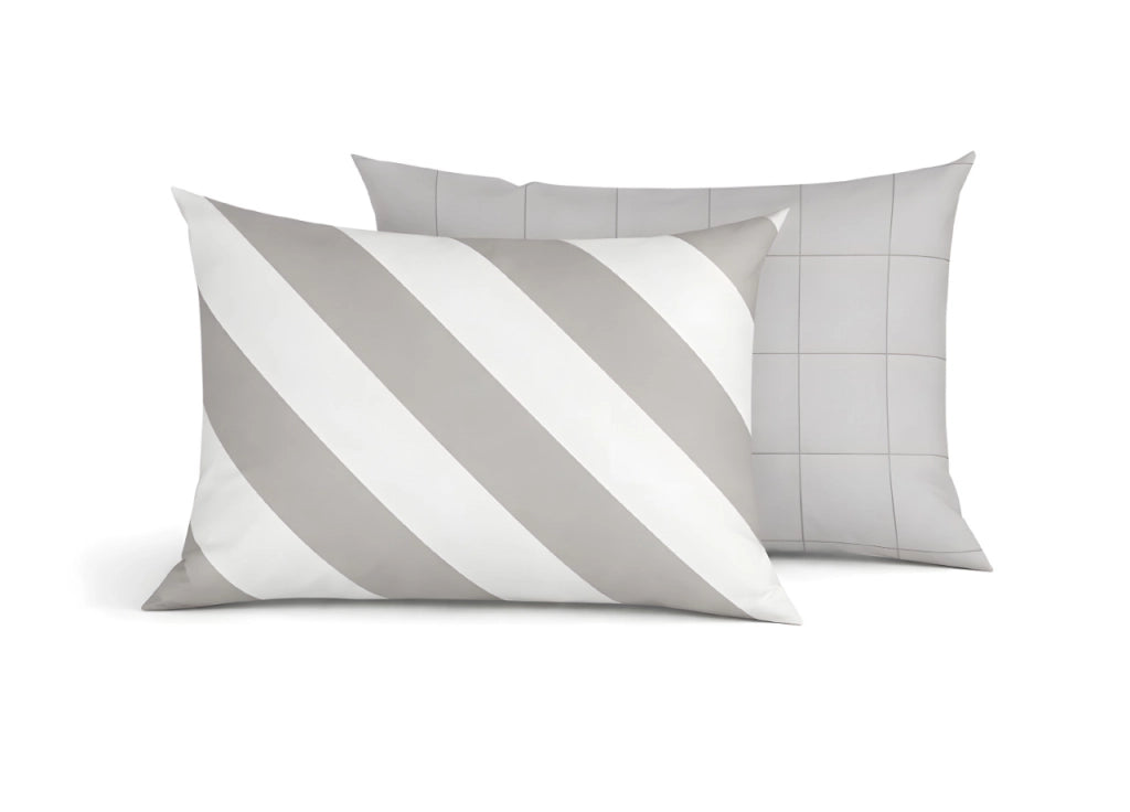 Coppia Federe Cuscino Letto Double Face 100% Cotone Disegno Elite GI - Federe - Beige