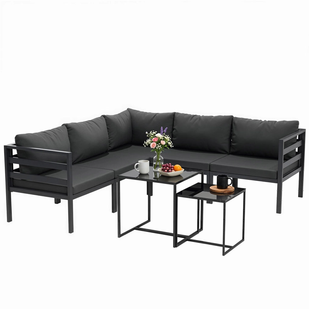 Set da Giardino 7 Pezzi con Sedie e Tavolini ¨C Minimal ¨C Grigio
