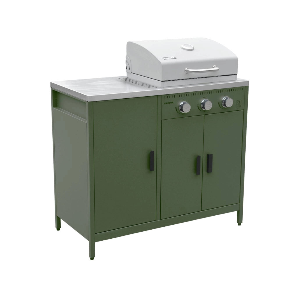 Cucina esterna 3 moduli con barbecue a gas 3 bruciatori su piedi,