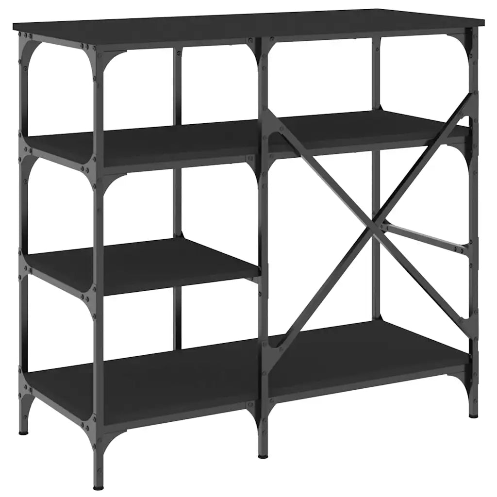 Mobile da cucina-Armadio da cucina Nero 90x40x84 cm Legno Multistrato e Metallo