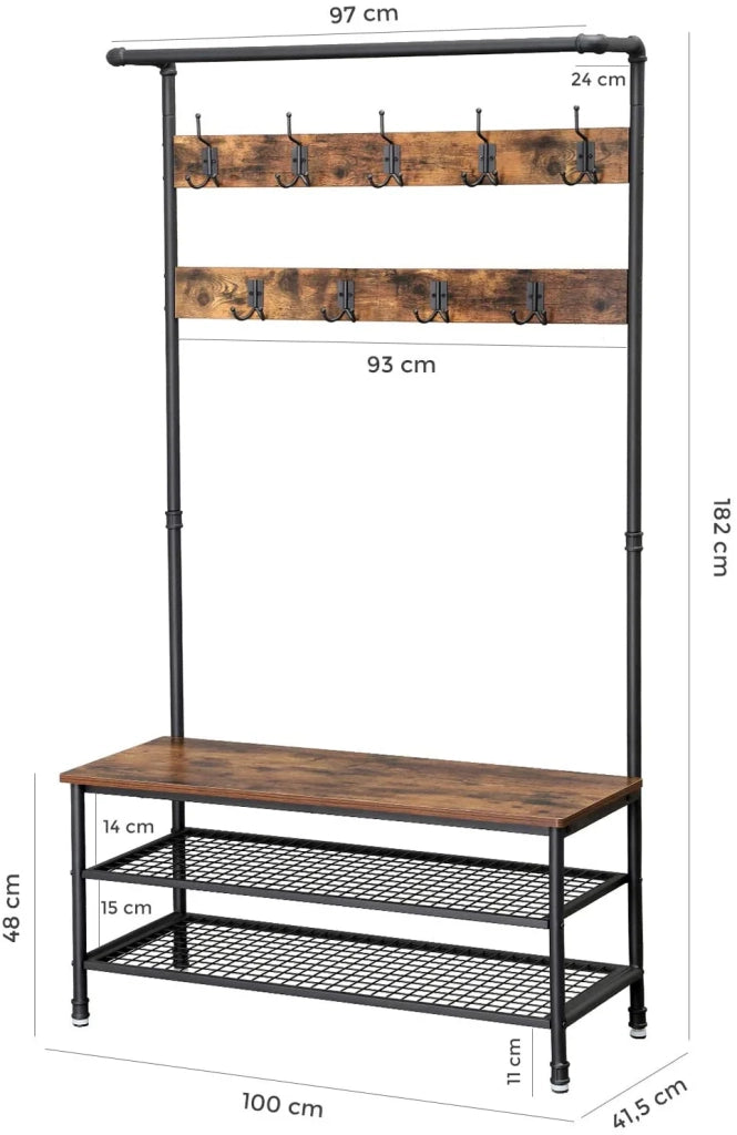 Appendiabiti guardaroba mobile ingresso con scarpiera in metallo 182 cm 12_0000893