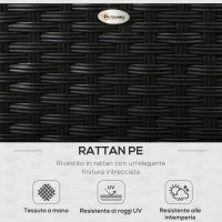 Salotto da Giardino con 2 Poltrone e 2 Poggiapiedi in Rattan PE, Tavolino in Vetro, Nero