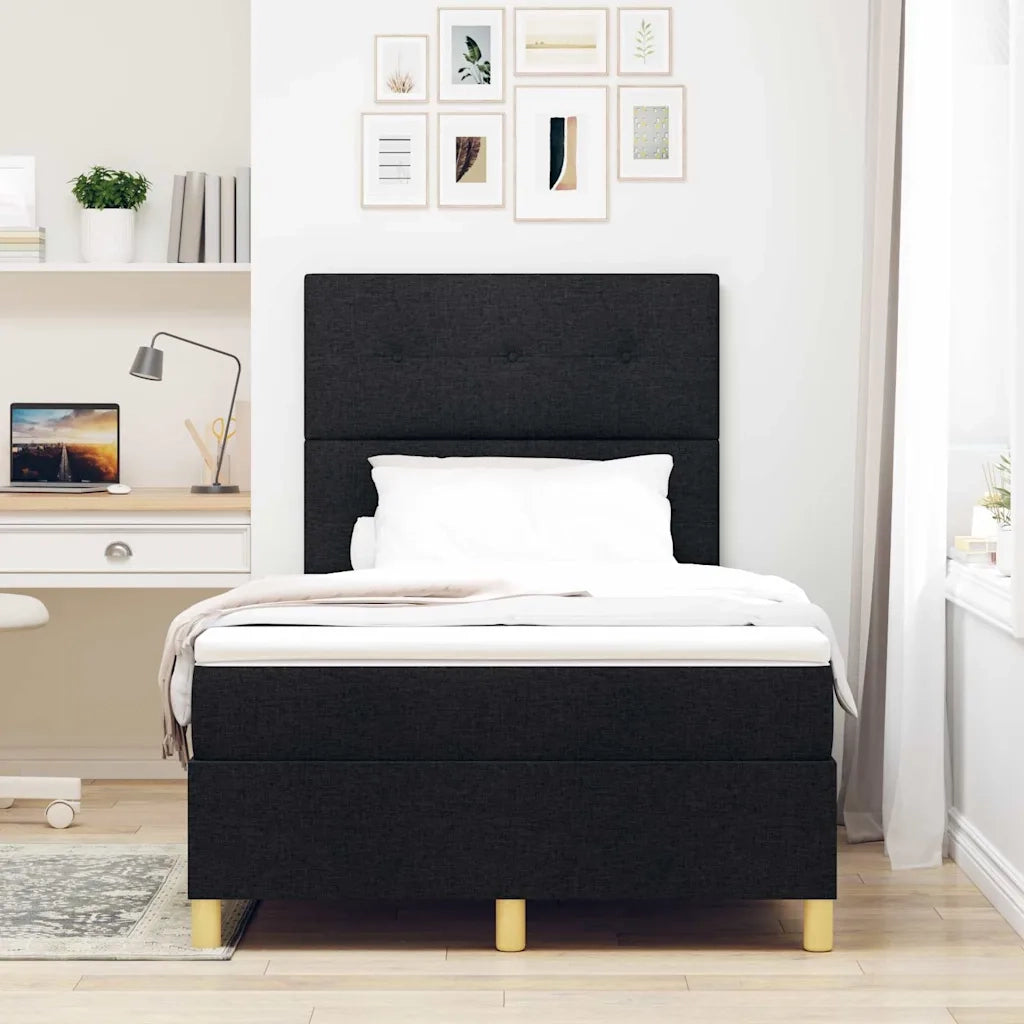 Letto a Sorgente LED con materasso Nero 120 x 190 cm Tessuto 3343084