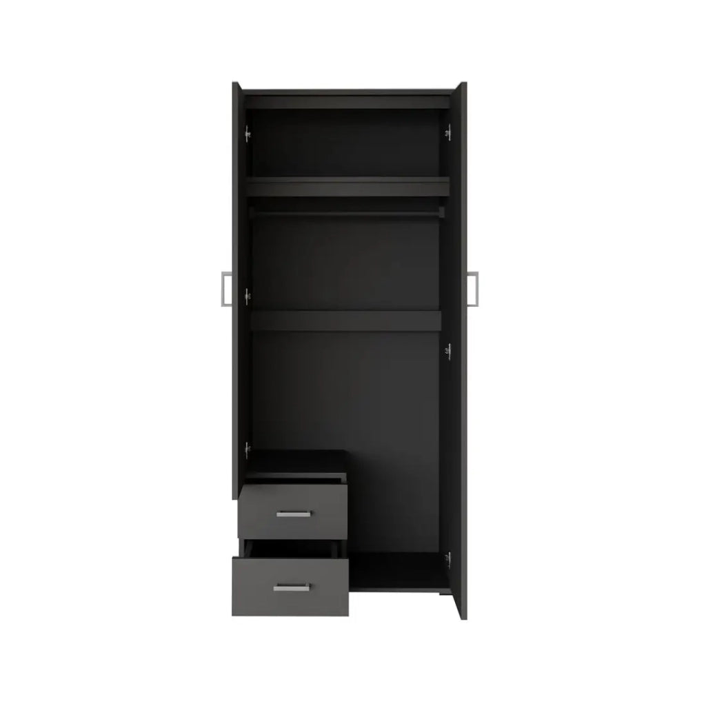 Armadio TOM 2 porte con specchio e 2 cassetti grigio antracite 80 cm