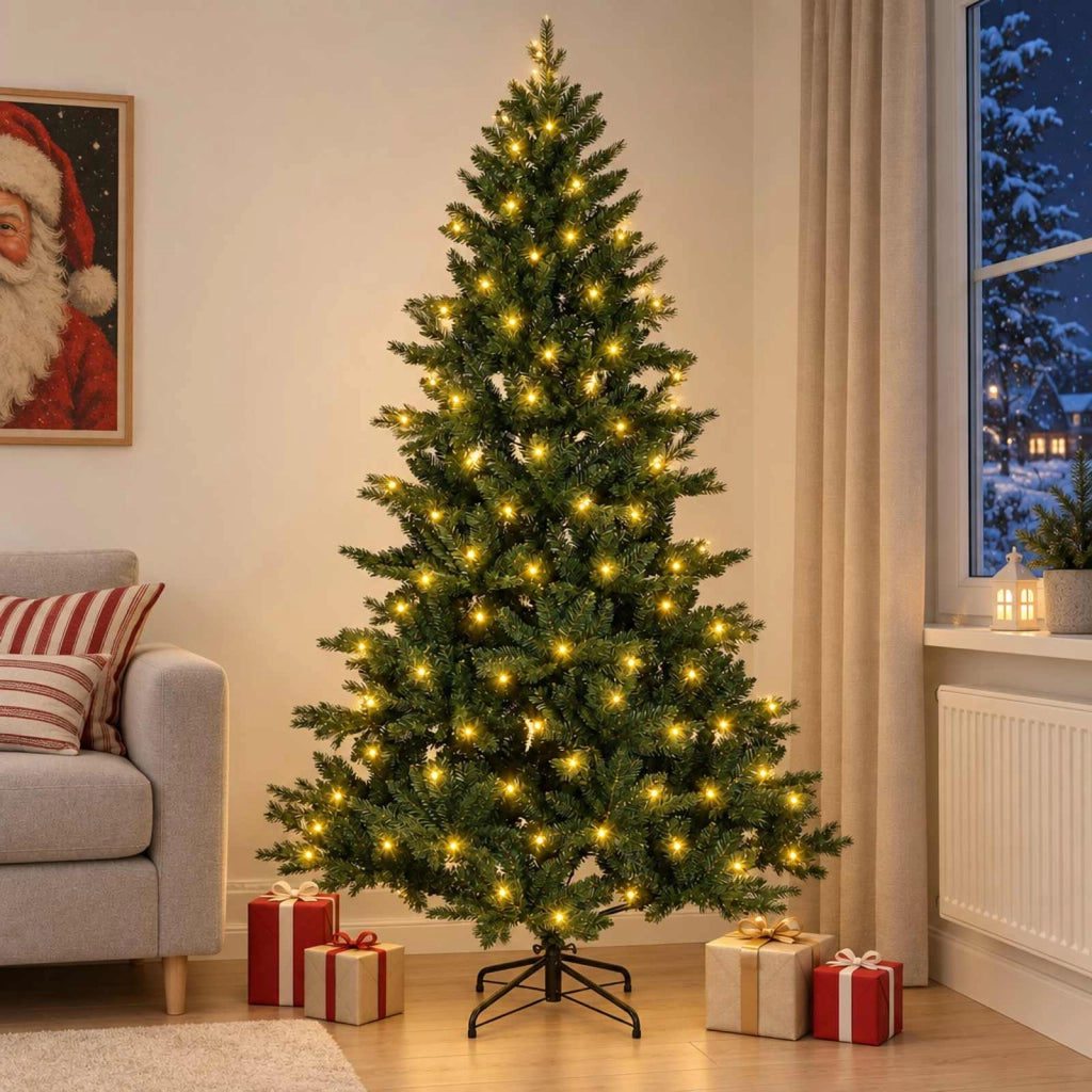 Albero di Natale Artificiale con Rami Pieghevoli 240 cm 300 LED 3466260