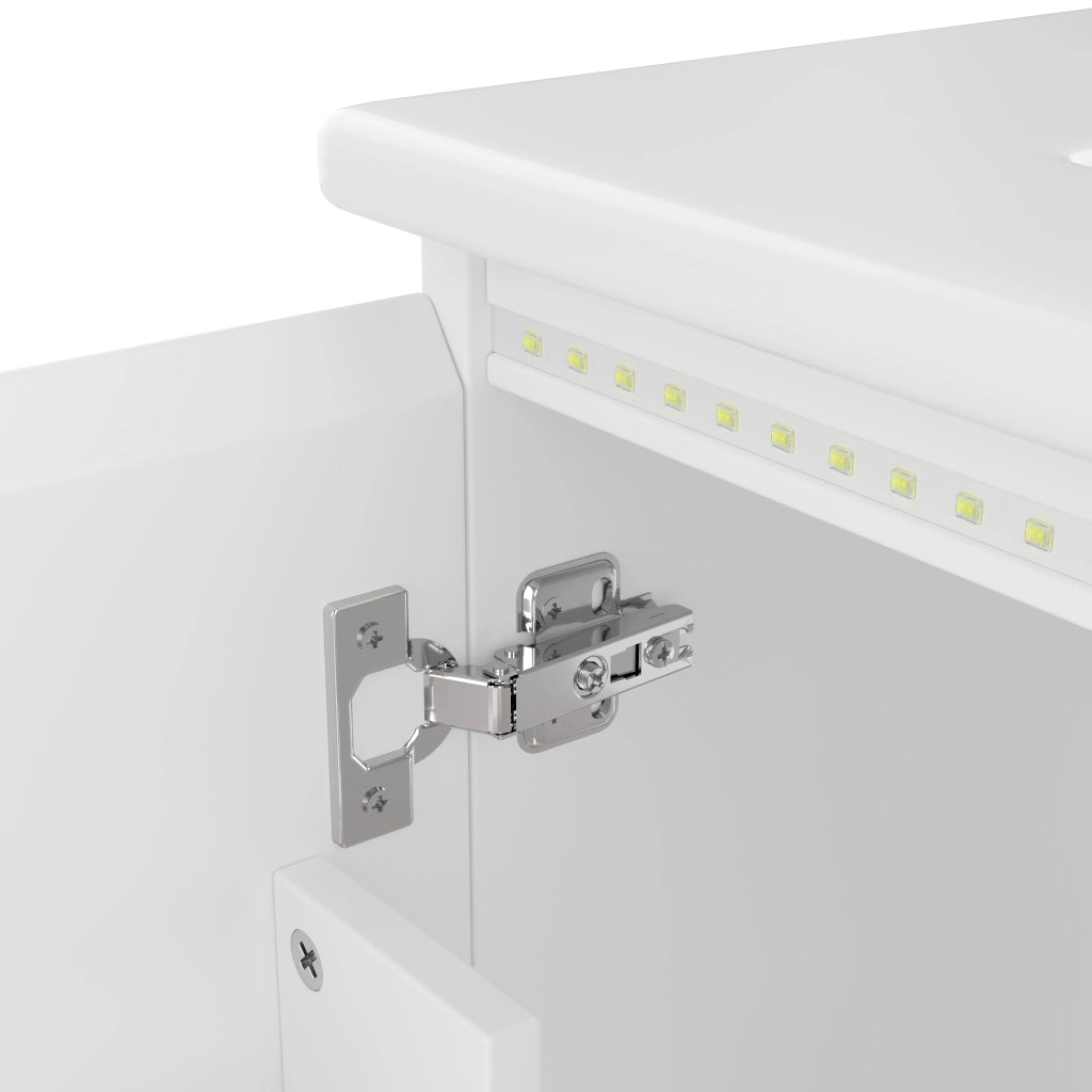 Mobile bagno sospeso 76x46x50 cm con lavabo in ceramica, 2 cassetti, illuminazione LED a sensore radar, bianco