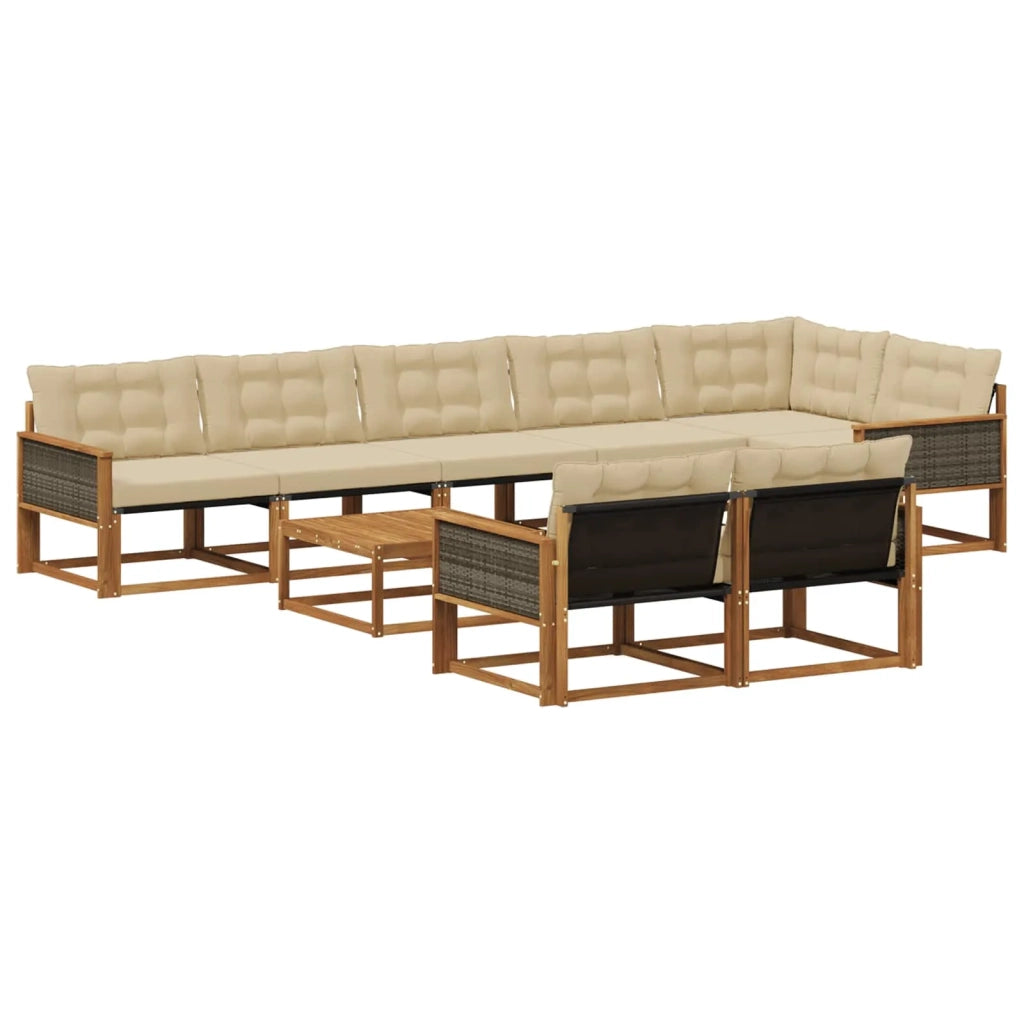 Set di divani da esterno con cuscino 9 pcs Naturale e Beige 3381517