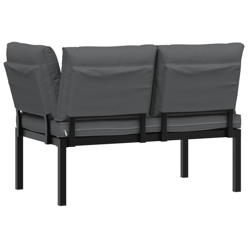 Panca da Giardino con Cuscini-Sgabello-Panca da esterno Nera in Alluminio 822713