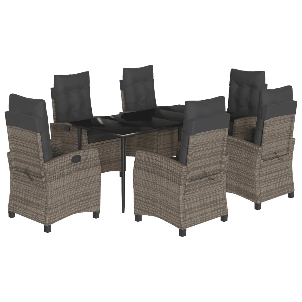 Set da Pranzo da Giardino 7 pz con Cuscini in Polyrattan Grigio 3212787