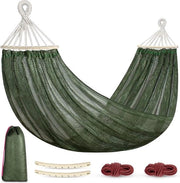 Hangmat per esterno - 290 x 150 cm - tenda da campeggio ad alta ventilazione - lettino esterno - materiale nylon - legno - balcone giardino campeggio escursioni