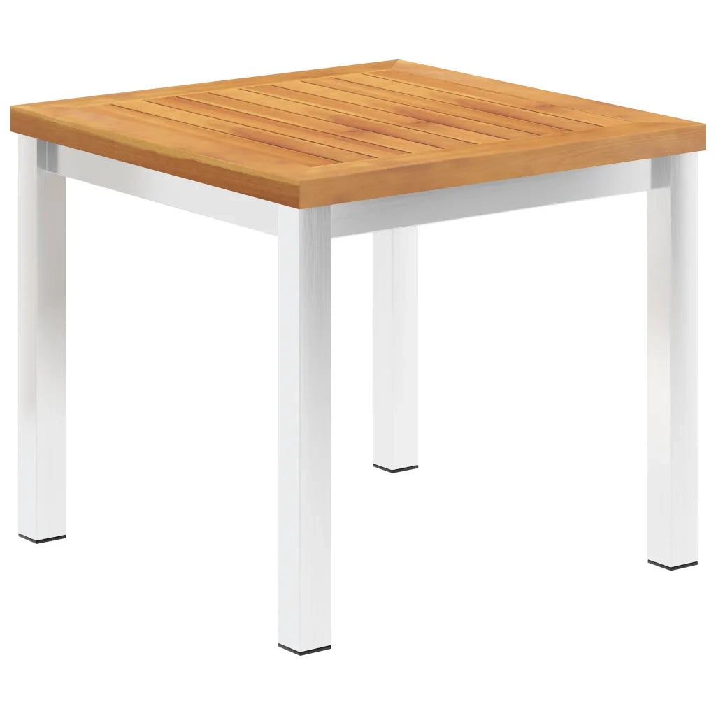 Tavolino da Giardino 45x45x38cm in Legno Acacia e Acciaio Inox cod mxl 54891