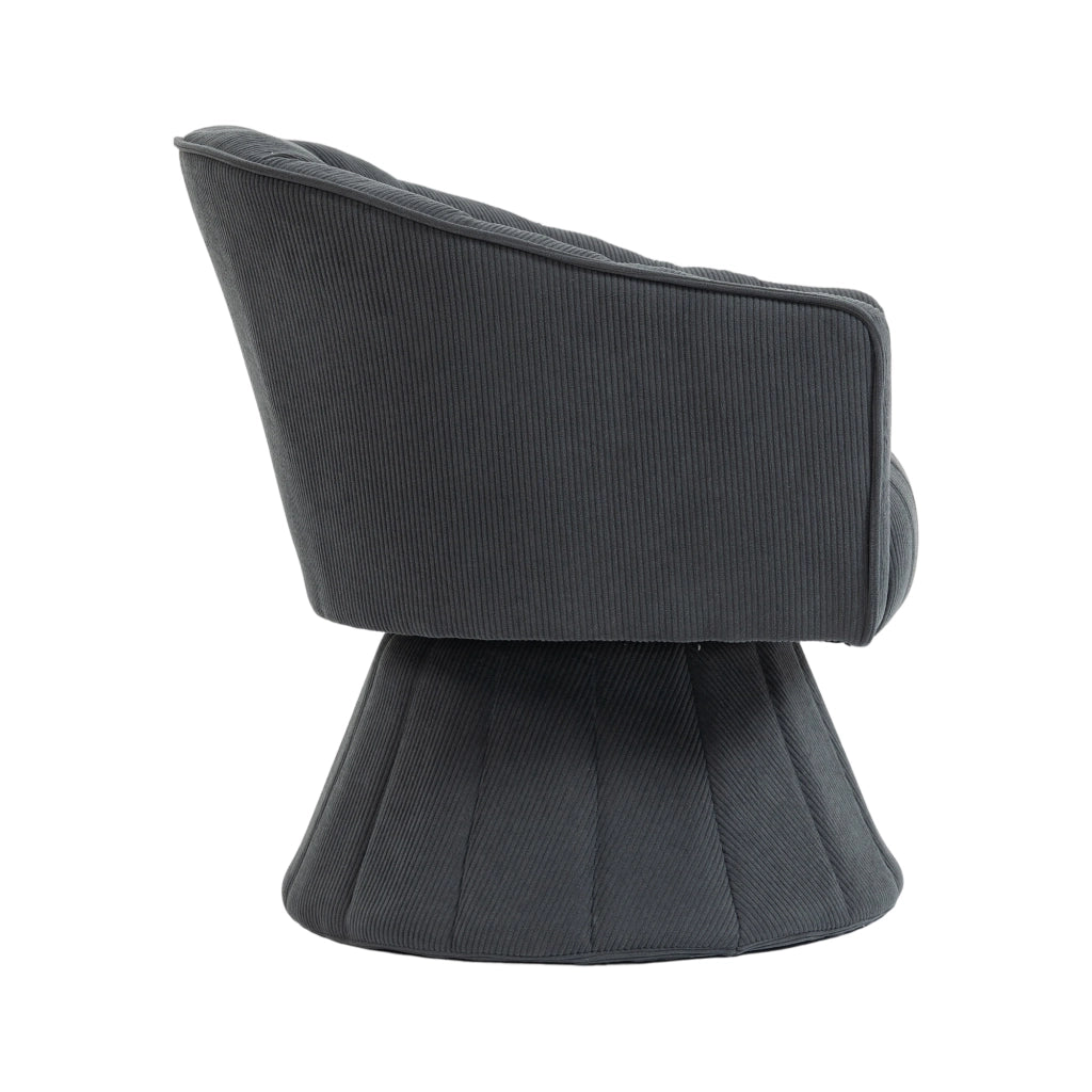 Sedia girevole 360° in velluto a coste, colore grigio scuro, con imbottitura ergonomica e base stabile