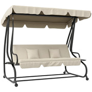 Letto da Giardino con Tettuccio ¨C Zephmum ¨C Acciaio e Tessuto Crema 200x120x164 cm