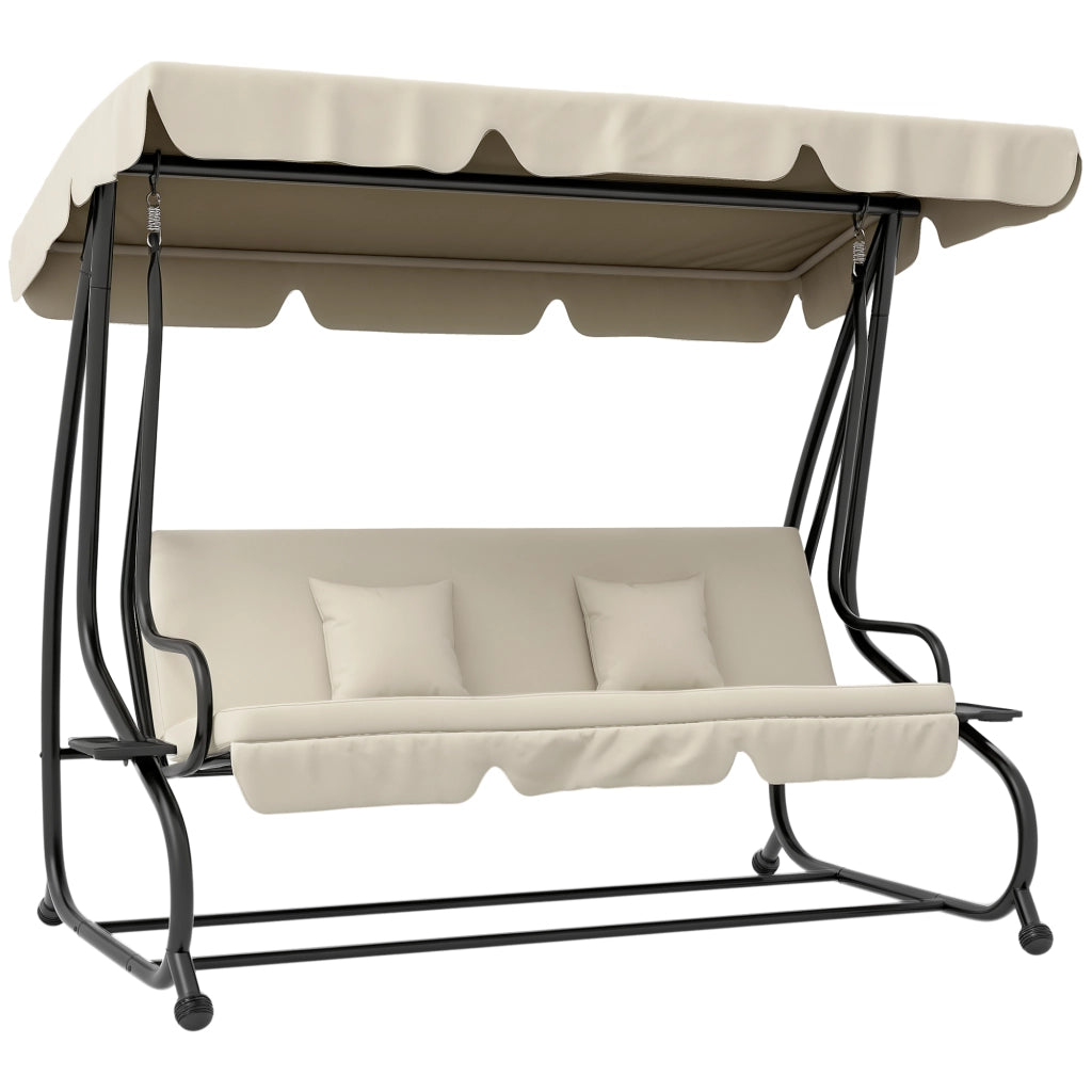 Letto da Giardino con Tettuccio ¨C Zephmum ¨C Acciaio e Tessuto Crema 200x120x164 cm