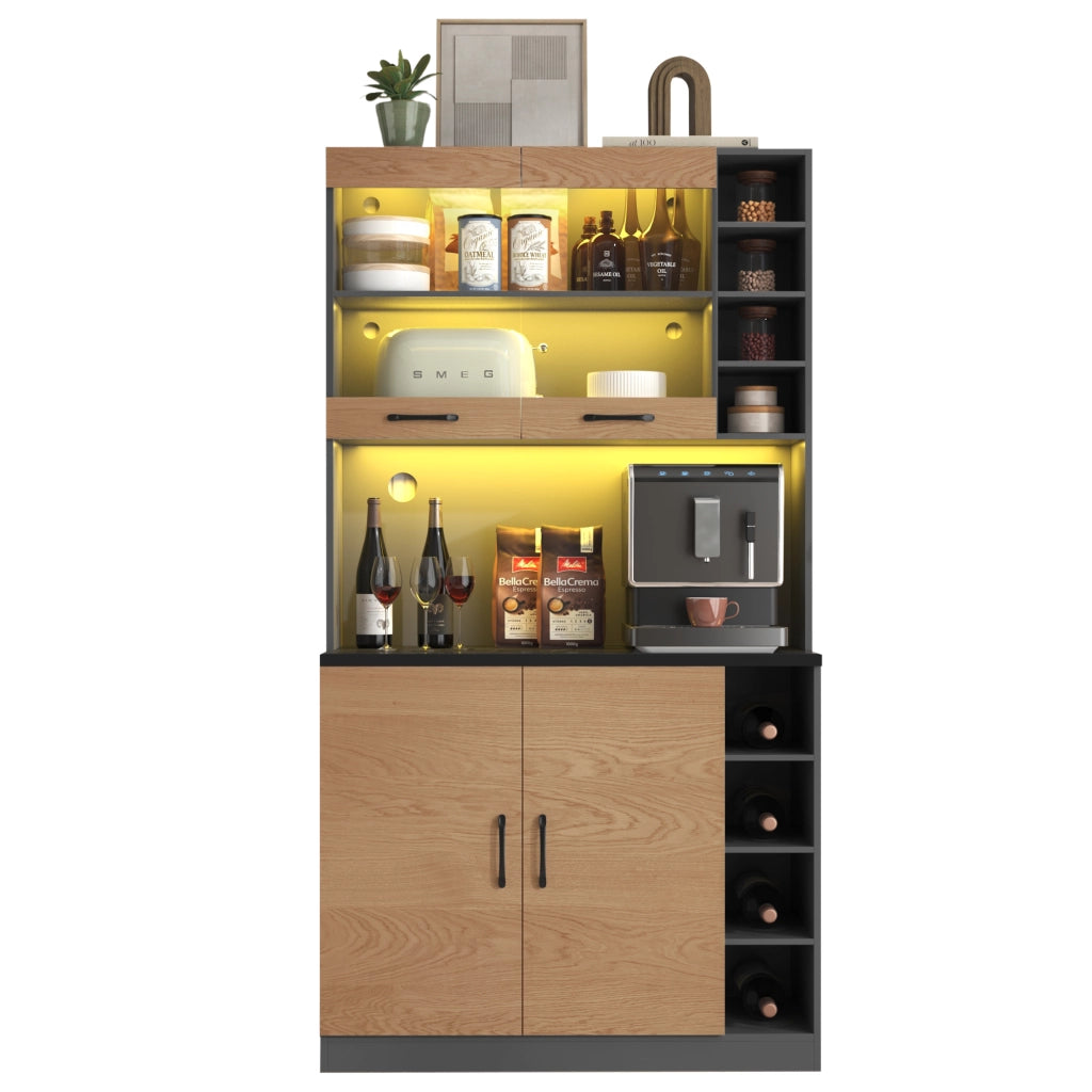 Mobile Cucina Highboard con LED ¨C Xylo ¨C Legno, 100x47x187cm
