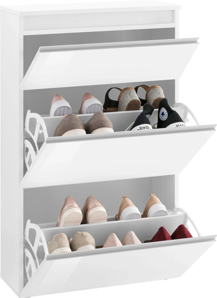 Scarpiera 3 ante L 60 x H 120 x P 26.5 cm 12 paia, bianco