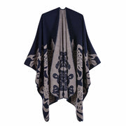 Sciarpa/stola da donna, scialle/mantella spessa in cashmere con orlo spaccato, alla moda.