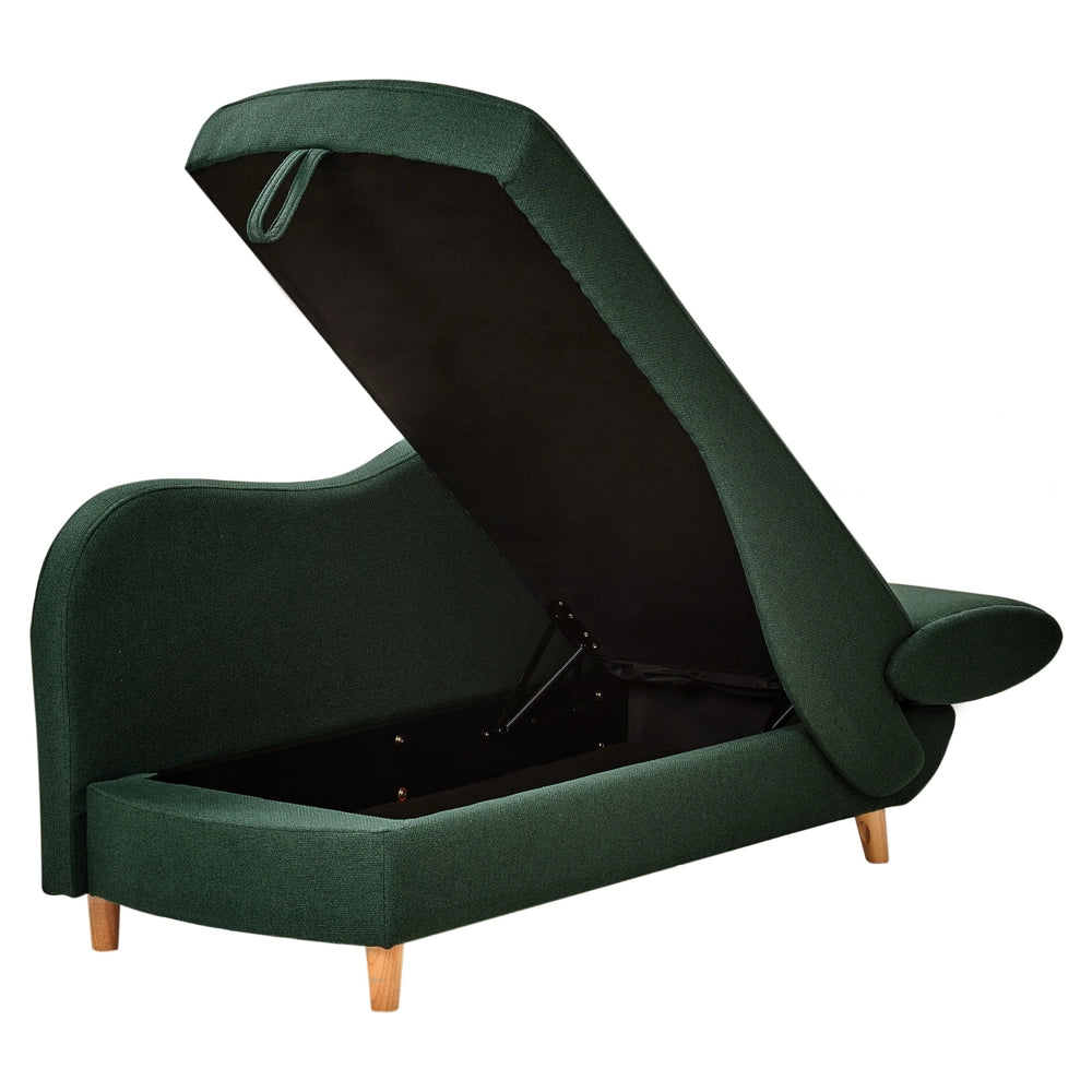 Chaise longue a destra in tessuto verde con contenitore per riporre gli oggetti Soggiorno moderno