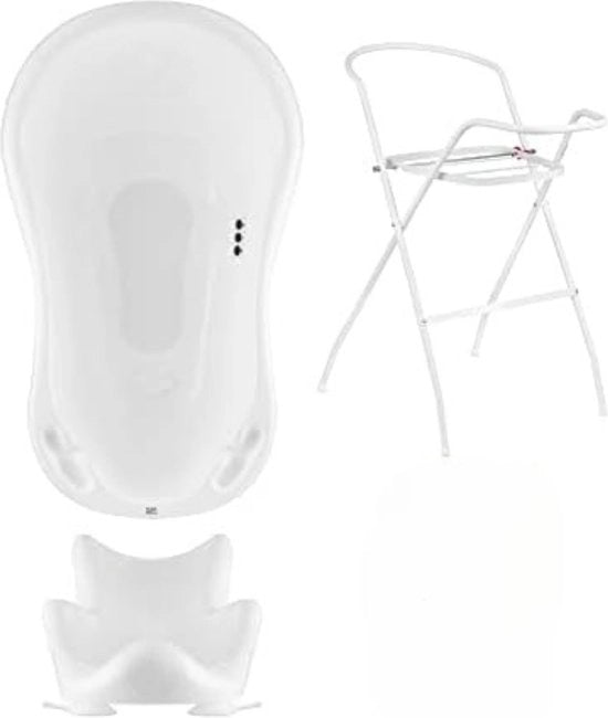 Set di bagno per bambini con supporto - Set di bagno per bambini con supporto - Set di bagno per bambini - Set di bagno per bambino con supporto - Set di bagno per bambino - 4 pezzi - Bianco